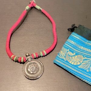 Statement Silver and Jute Choker Necklace